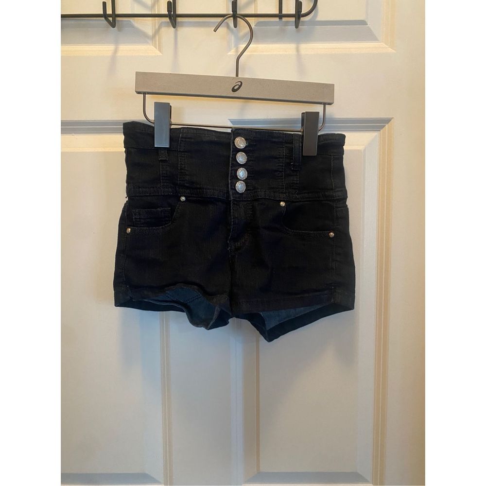 Junior’s • Almost Famous • High Waisted • Dark Wash Denim • Button Fly • Shorts